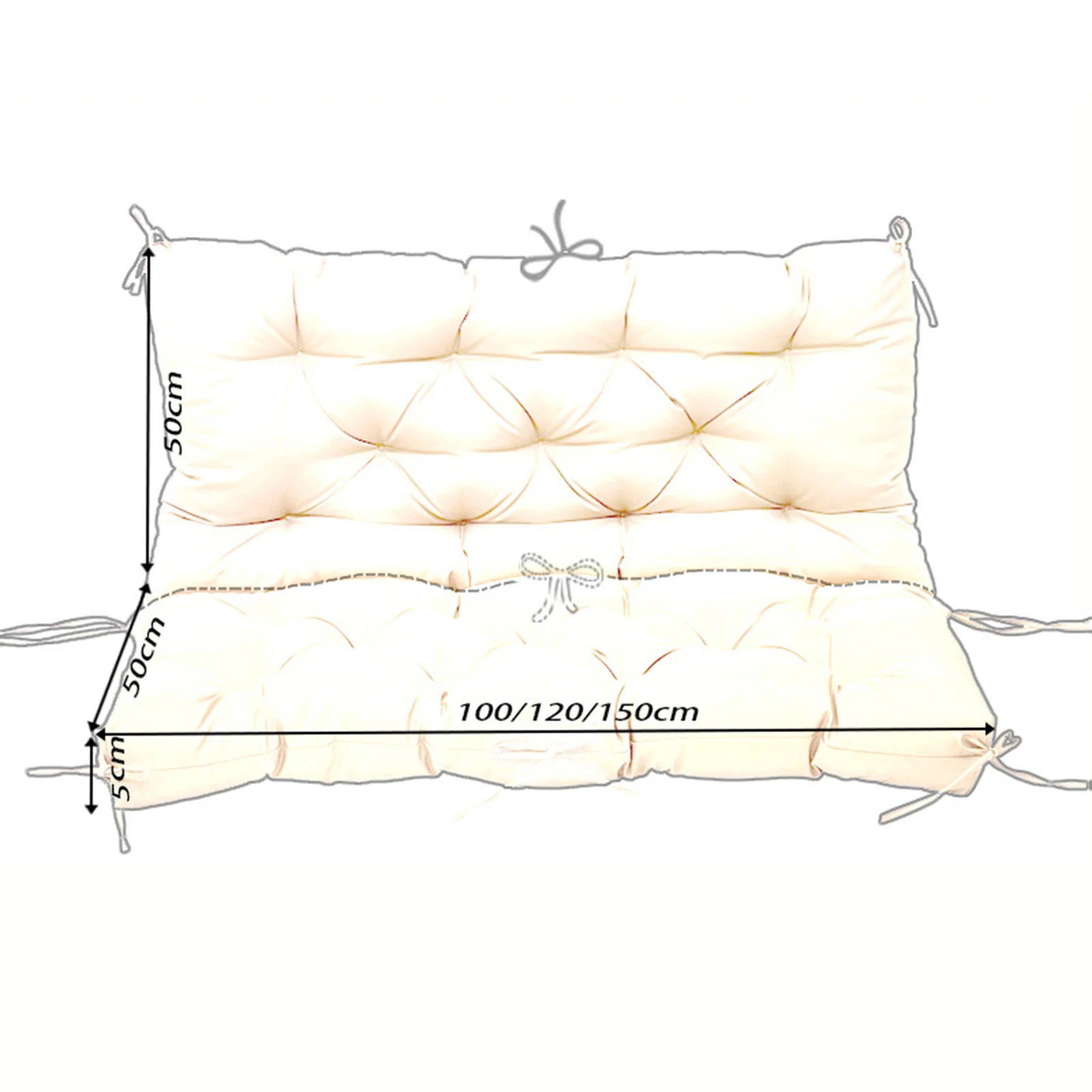 Waterproof Bench Cushions for Outdoor Furniture Thick Garden Swing Seat Cushions Backrest 2/3 Seater Replacement Cushion 6