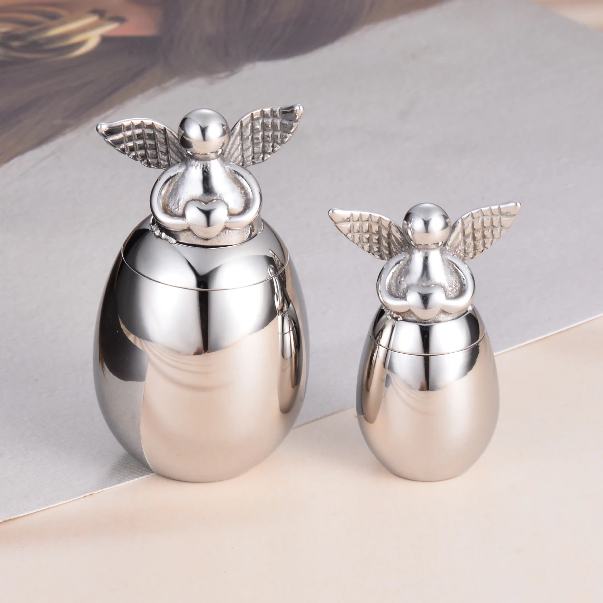 Cute Angel Wing Heart Memorial Keepsake Stainless Steel Cremation Urns for Human Pet Ashes Can be Engraved cremation urn