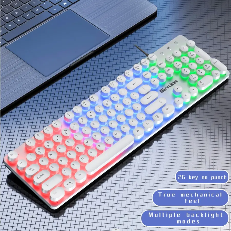 Wired Gaming Keyboard SKYLION H300 104 Keys Membrane Many Colorful Lighting For Windows and IOS System