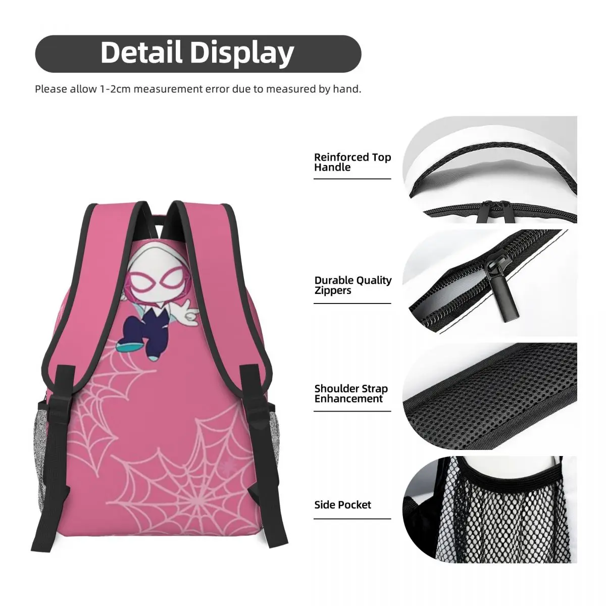 Gwen Little Spider Ghost, Baby Spidey Girl, Grl Pwr, Cartoon Ghost Spider Printed Lightweight Casual Schoolbag 17in 5