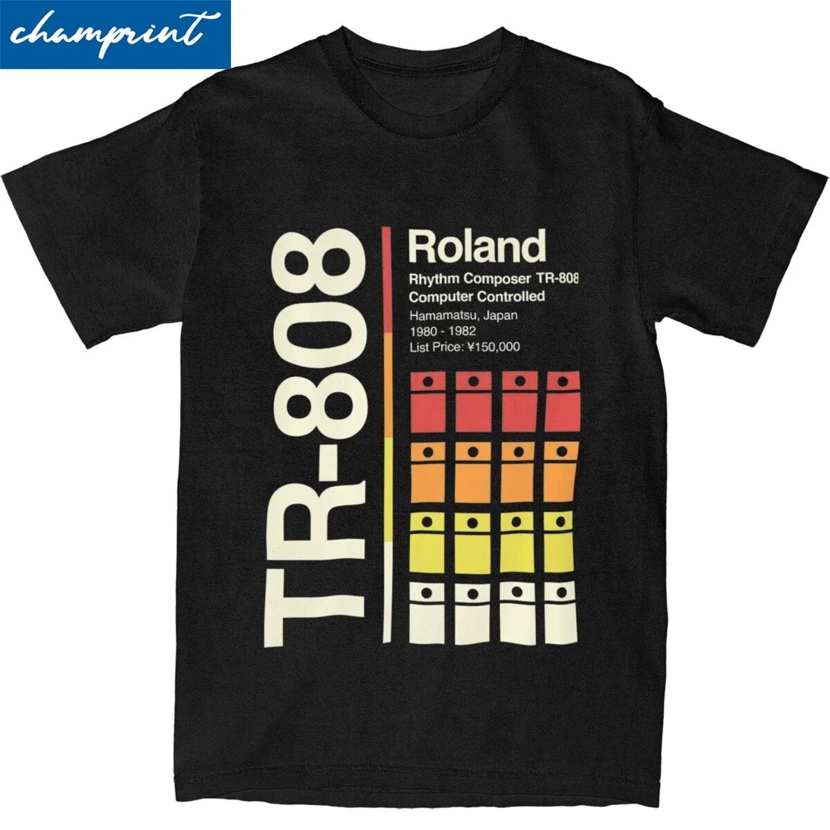 Tr 808 Roland Magliette Da Uomo In Cotone Top Vintage O-Collo Manica Corta