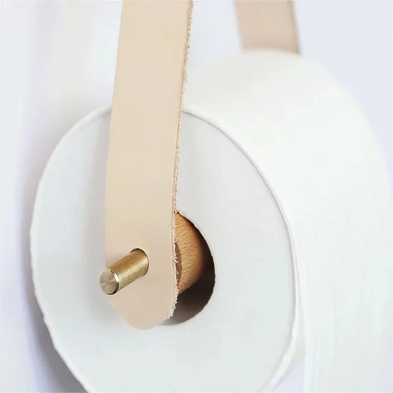 Punched Toilet Paper Holder Wall Mounted Tissue Beech Hemp Rope Towel Hanging