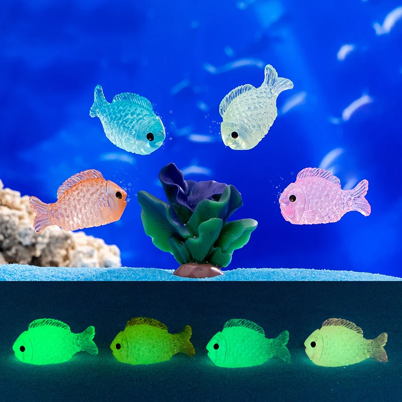 

1Pc Mini Luminous Fish Micro Ornaments Fluorescence Animal Succulent Plants Potted Decoration Micro Landscape Accessories