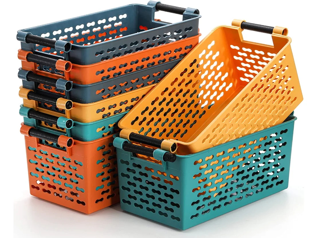 Yesland 8 Pack Plastic Storage Basket for Shelves, 12 x 6 x 5 Inches