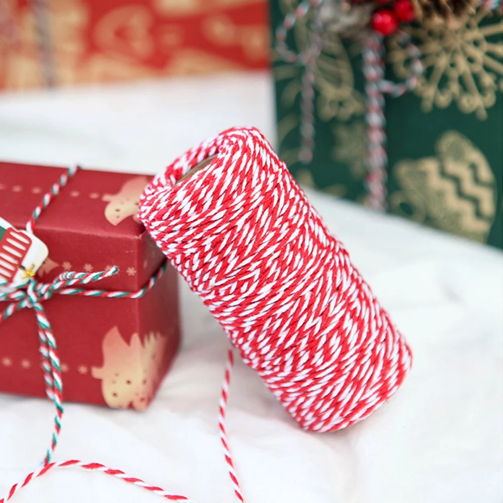 For Home Decor Handmade Christmas DIY Gift Wrap 328ft 2mm Natural Cotton Rope Colorful Twisted String Cotton Cords Rope