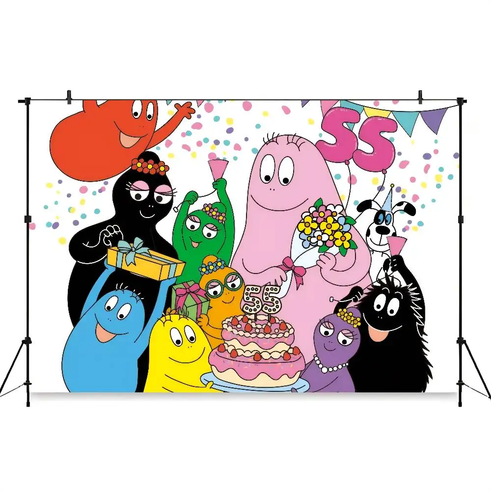 Barbapapa Cartoon Birthday Party Photo Backdrop