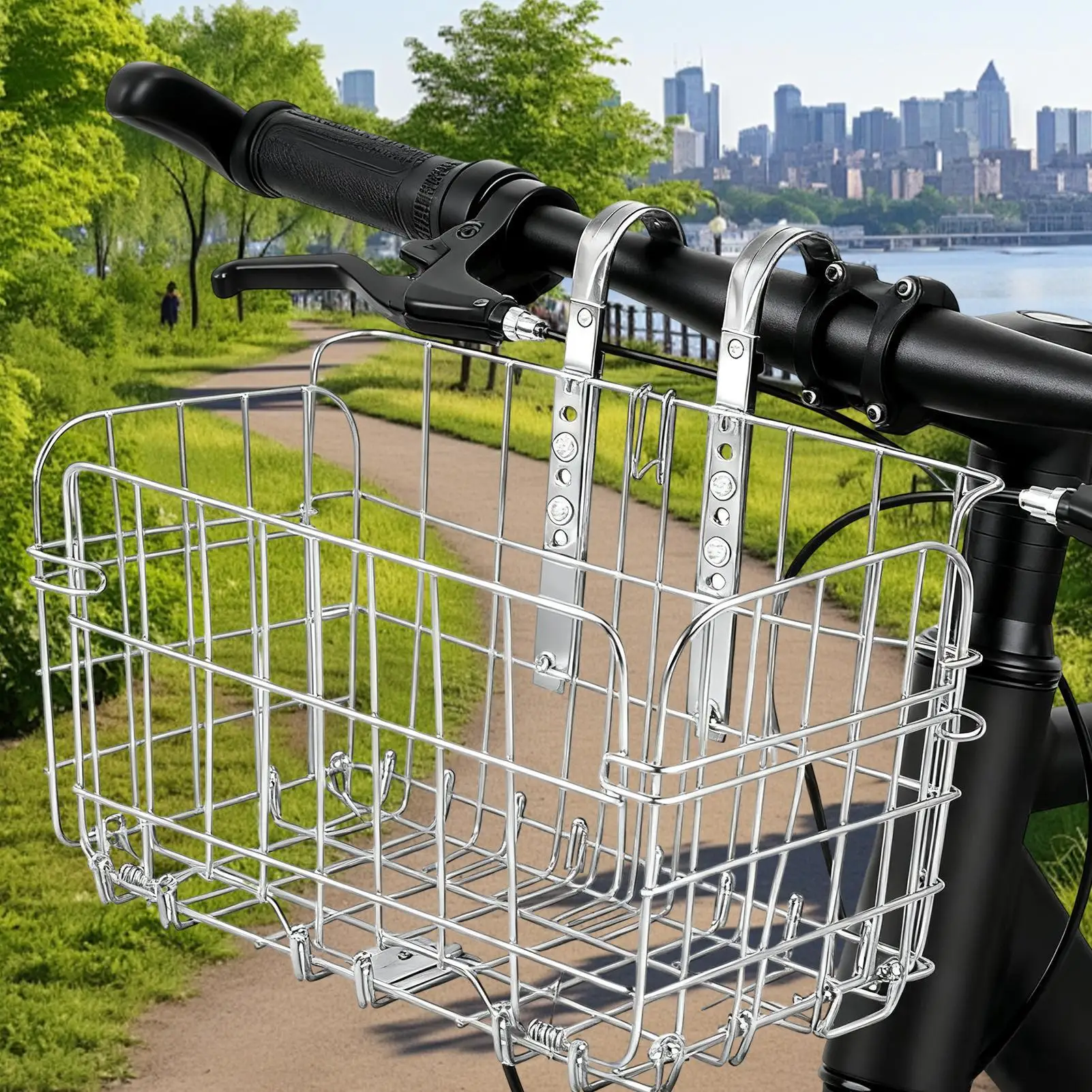 Basket For Bike Foldable Cycling Accessories Adjustable Rack Mountain Bike Basket Handlebar Mount For Road Electric Scooter