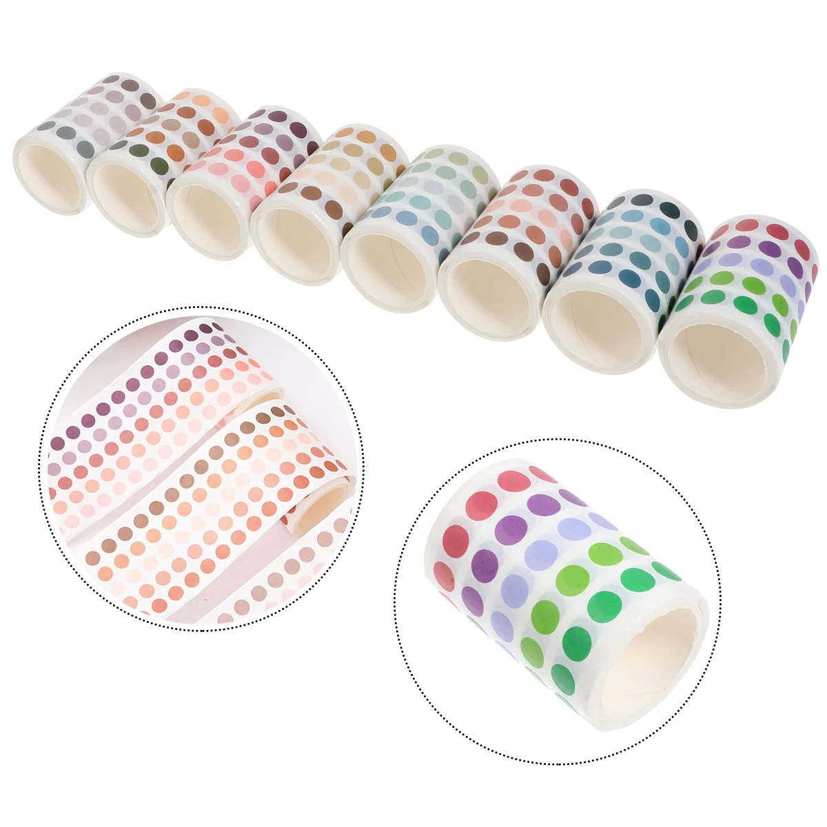 

8pcs Colorful Washi Tape Round Stickers Masking Washi Tapes Dot Stickers Decals For DIY Decor, Journals Diary Planner Scrapbook