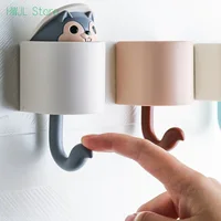Creative Home Decor Cartoon Animal Squirrel Head Hiding Storage Bathroom Kitchen Hanging Hook Pasting Wall Hooks Children Gift 1