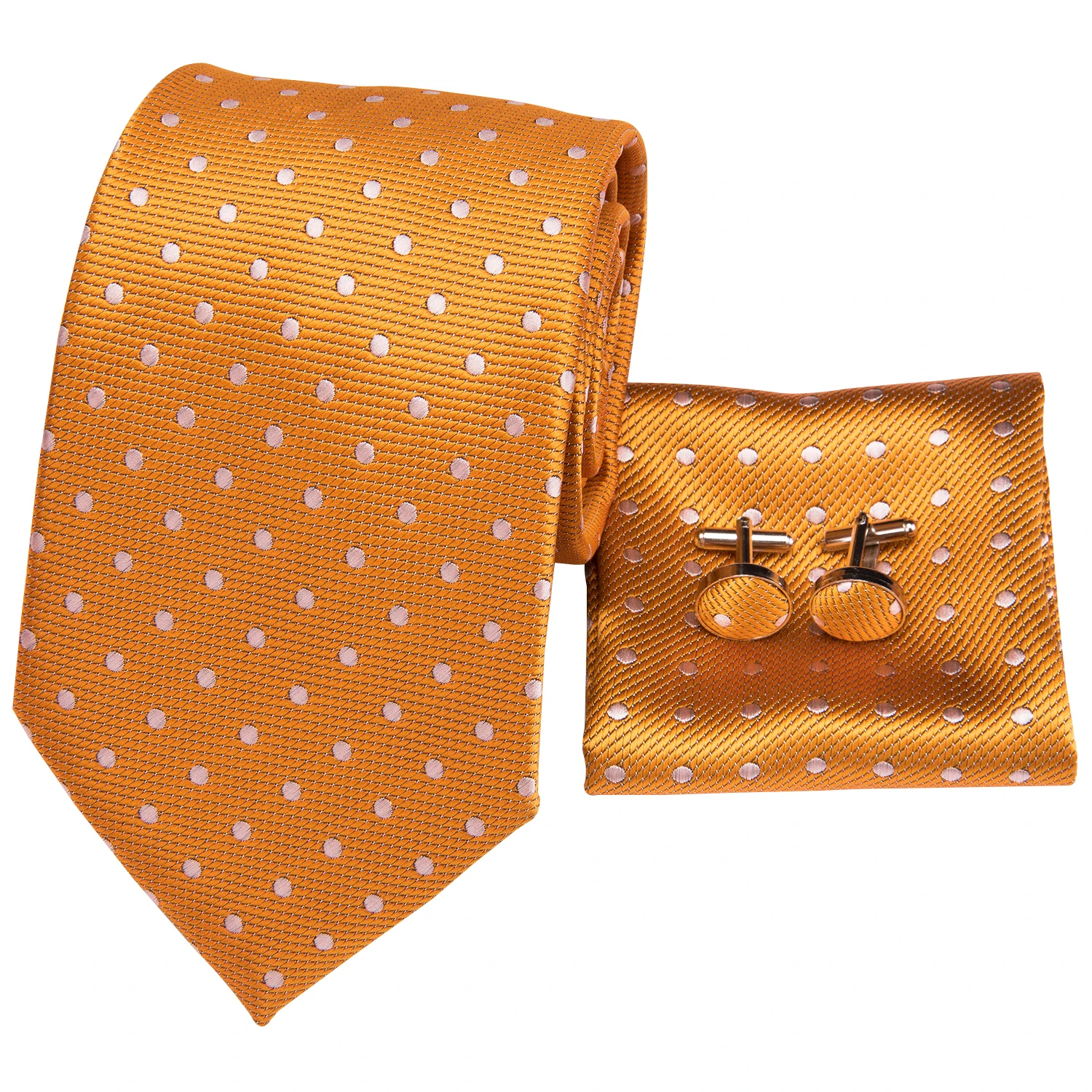 Neck Tie SN-3195 Hi-Tie Classic Ties for Man Silk Tie Fashion Solid Dots Business Neck Ties for Men Cravat Wedding Party Orange NeckTie