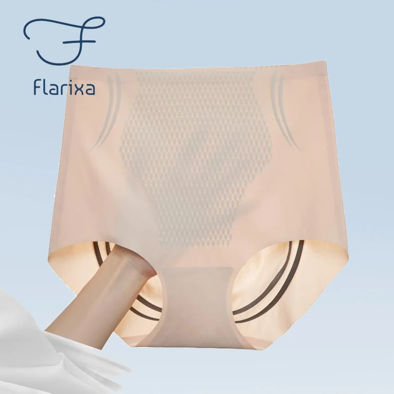 

Женские бесшовные трусики Flarixa с высокой талией, плоские трусики для коррекции живота, дышащие трусики для подтяжки живота и бедер, трусики для девушек, Формирующее тело