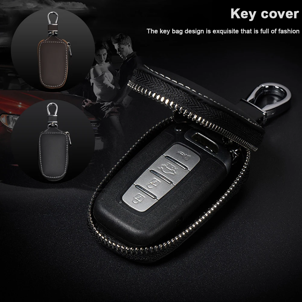 Universal Fashion Leather Smart Flip Remote Car Key Fob Shell Case Cover Holder Bag Pouch Wallet Protector Keychain Organizer