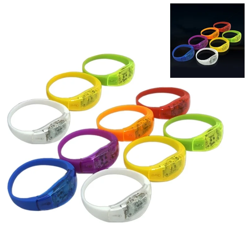 10pcs Sound Control Concert Voice Control LED Light Bracelets Bangle Flashing Dropship