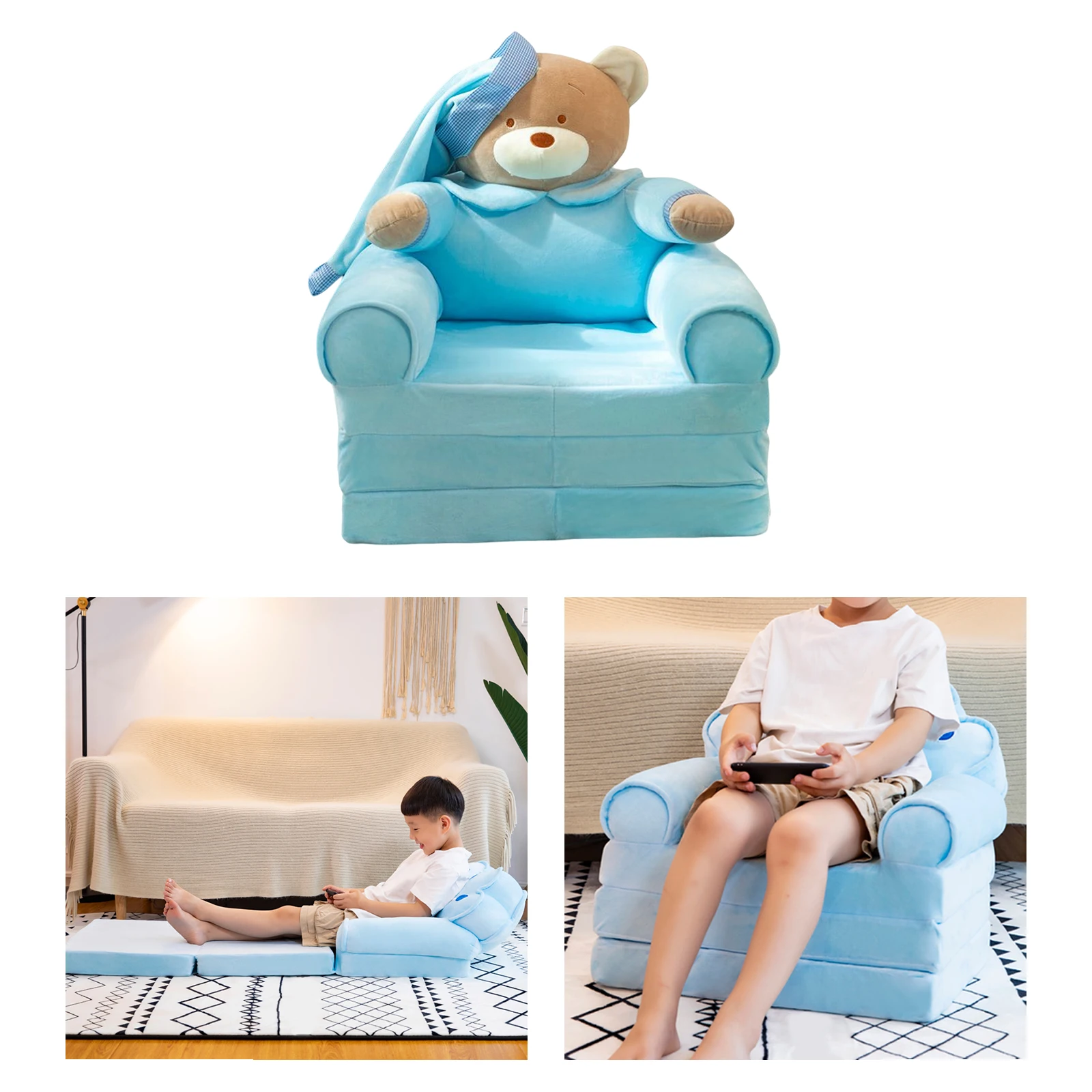 3 Layer Couch Cover Boys Girls Lovely Children Chair Seat Slipcover Foldable Washable Armchair Slipcover Bedroom Home