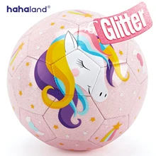 

Hahaland Kids Soccer Ball Size 3 Glitter Effect with Pump Mesh Bag Toys for 3 Year Old Outdoor Sports Pink Unicorn Football