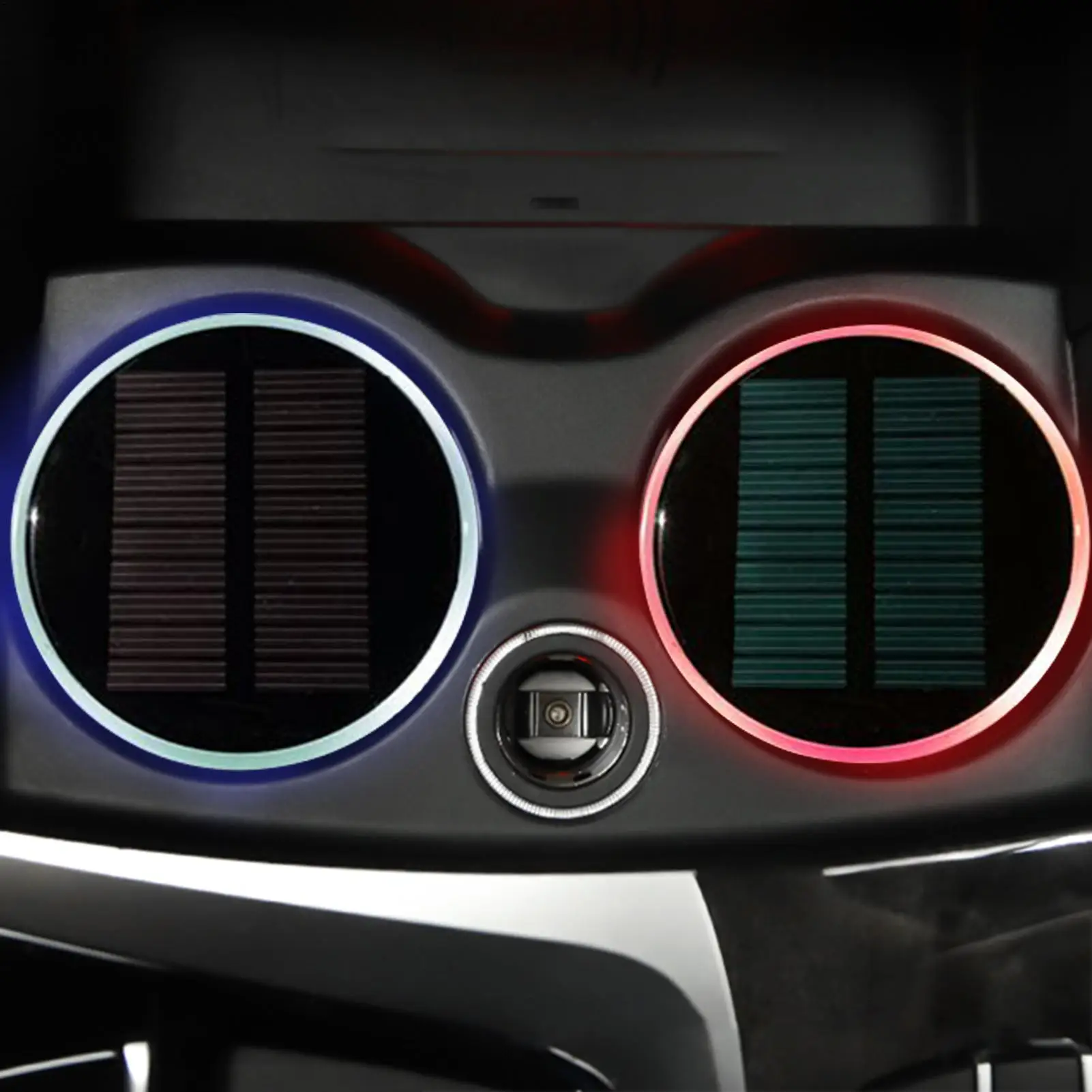 LED 컵 홀더 조명 1쌍 7색 태양광 USB 충전 자동차 용품 분위기 조명 충전용 자동차 컵받침