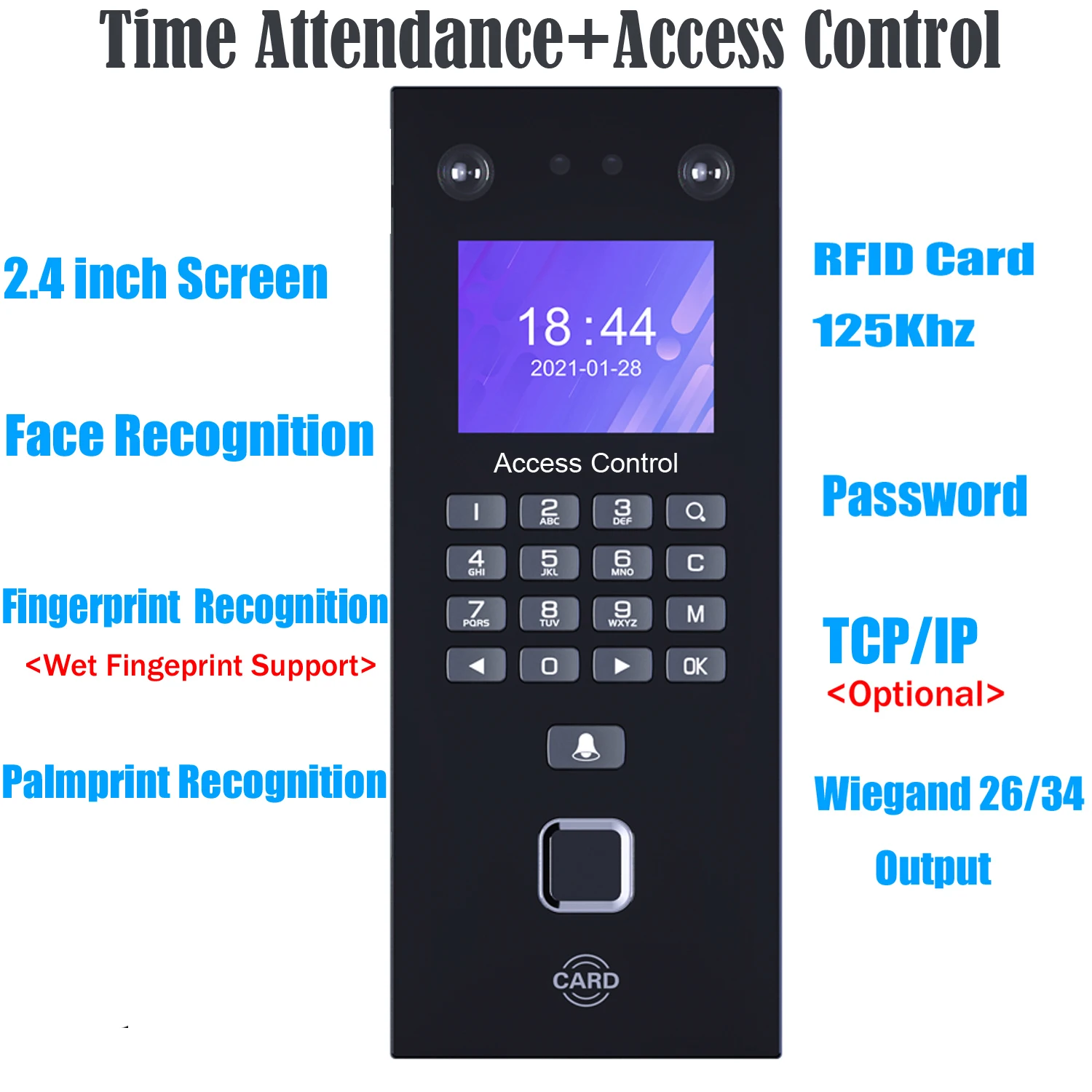 Fingerprint access attendance facial recognition integrated machine intelligent central control password access control system