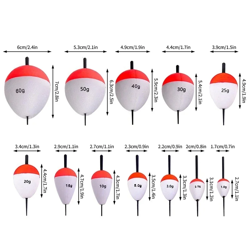 5 bouées de mer EVA 10-60g pour pêche en mer - Flotteurs robustes pêche côtière