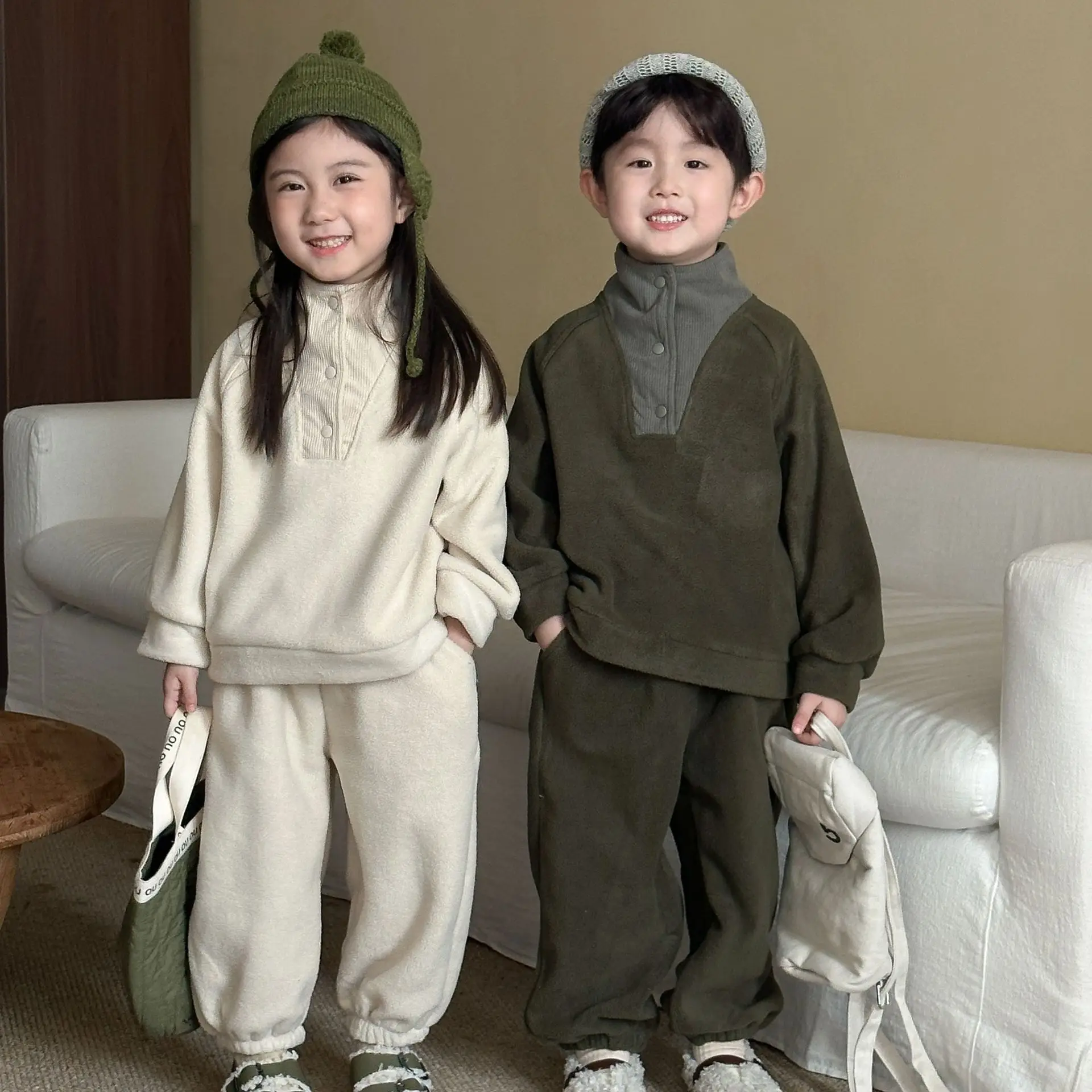 2025 Winter New Children Warm Clothes Set Boys Girls Fleece Sweatshirt ...