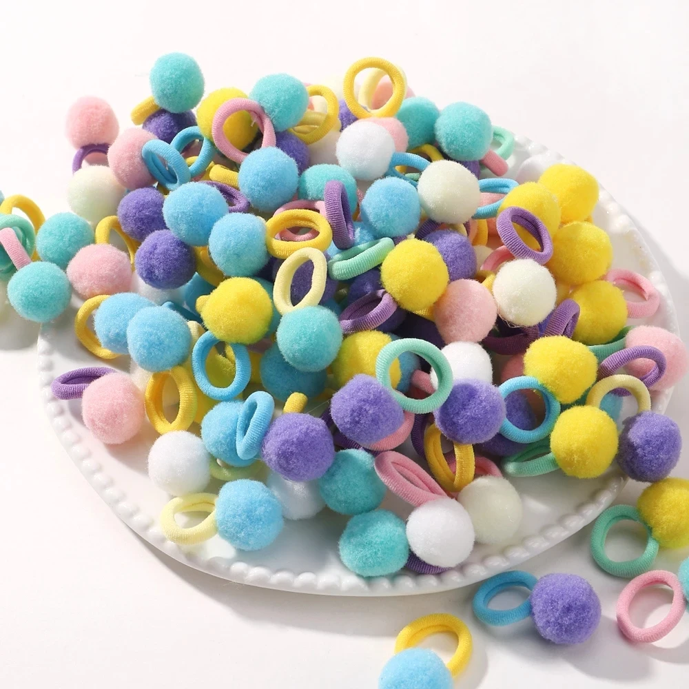 40 יחידות גומיות גמישות עם כדורי פלאש לילדים, גומיות כפולות חמודות לקשירת שיער בצבעים מגוונים
