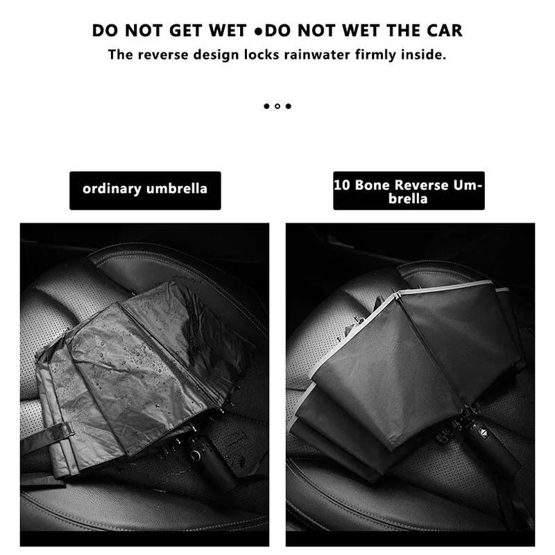 Folding Umbrella Xiaomi 10 Ribs Umbrella Fully Automatic Reflective Umbrella Reverse Folding Multifunctional Sunshade Rain Business