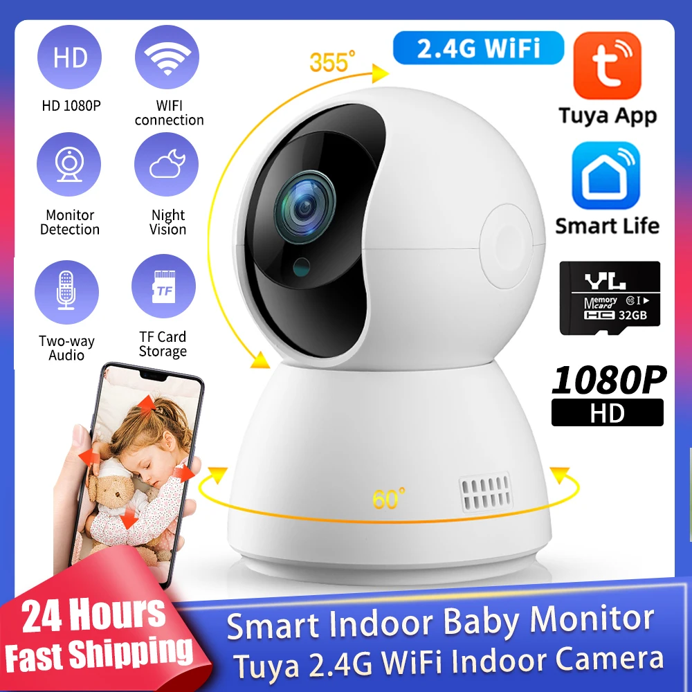 Elecpow 1080P Tuya Smart Video Camera Wireless WiFi Security Protection Surveillance IP Camera Baby Monitor Night Vision Webcam