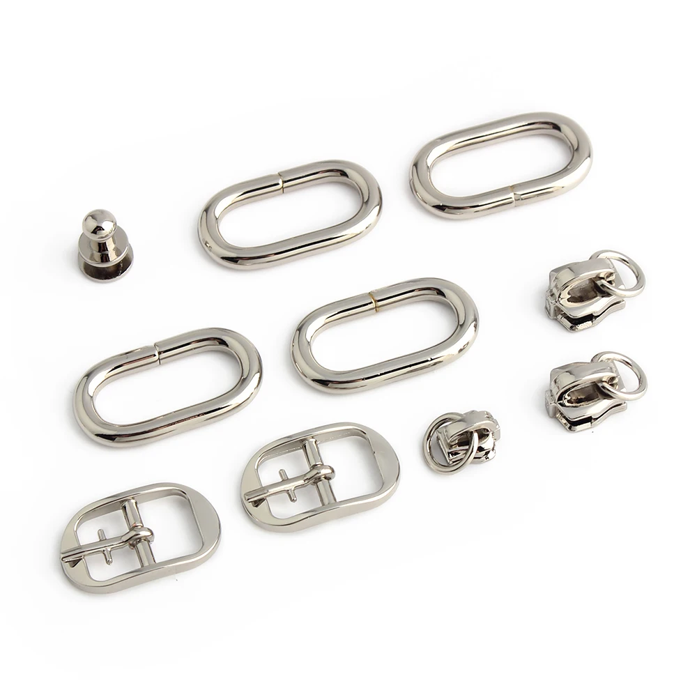 2/5/10Sets Metal Ring Trigger Snap Hook For Shoulder Handbag Strap Bags Adjust Pin Buckles Rivet Puller Slider Locks Accessories