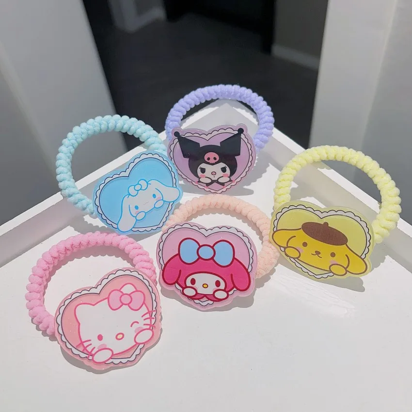 Kawaii Cartoon Sanrio Elastic Hair Rope Kuromi My Melody Cinnamoroll Hair Rubber Band Cute Hair Accessories for Girls 3