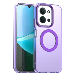 Magnetic Wireless Charging Case with Candy Colors and Transparent Back Shell for Redmi 15C (Purple)