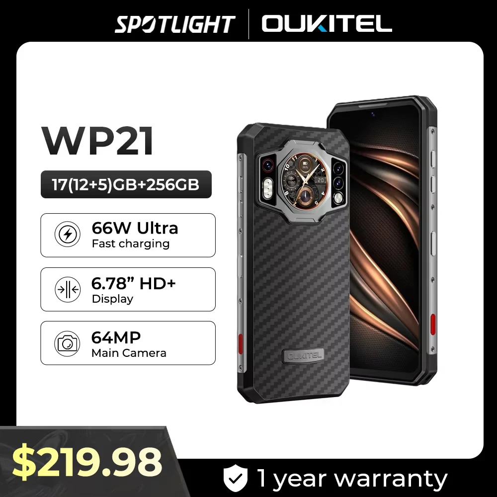 OUKITEL WP21 防水スマートフォン 本体 Oukitel wp21頑丈な携帯電話ナイトビジョン、9800 mah、携帯電話12GB