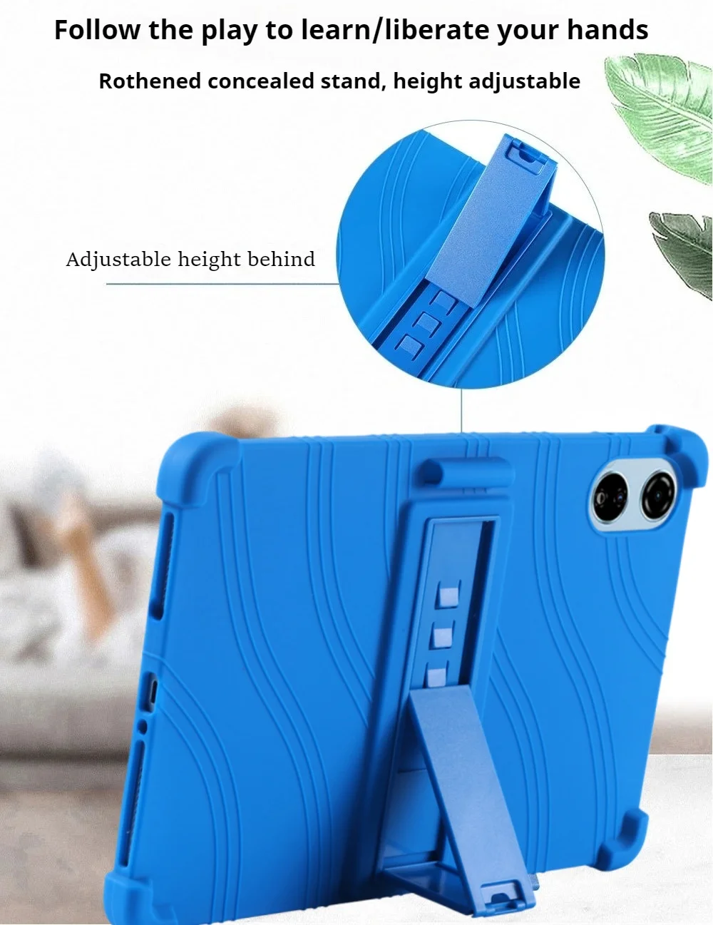 Premium Soft Silicone Full-Body Shockproof Protective Tablet Case with Kickstand - 12.1-Inch