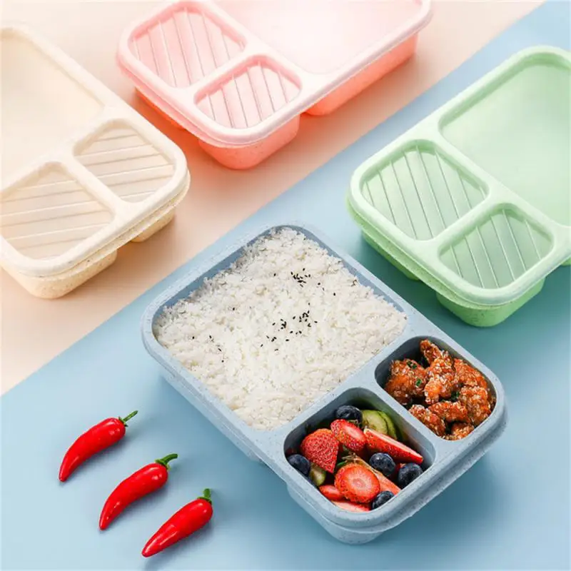 

Wheat Straw Lunch Box Wheat Straw Four Colors Optional Wear-resistant Environmental Friendly Seal Household Lunch Box Insulation