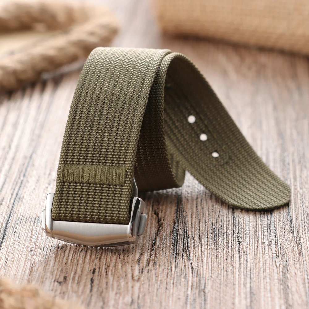 Premium Ribbed Nylon Watch Strap with Deployant Clasp – Sport Wristband