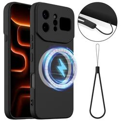 Luxury Magnetic Matte Silicone Case with Lanyard - Shockproof and Skin - Friendly Cover for Infinix Note 60 Ultra (Black)