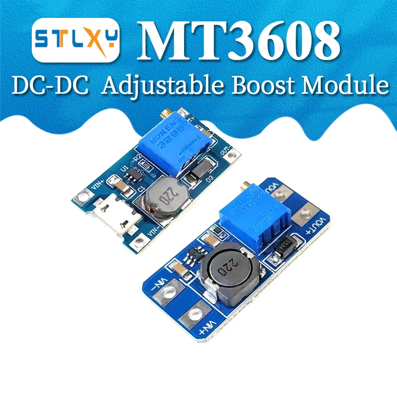 DC-DC 조절식 부스트 모듈, 부스트 플레이트 스텝 업 모듈, 마이크로 USB, 2V-24V  5V, 9V, 12V, 28V, MT3608, 2A
