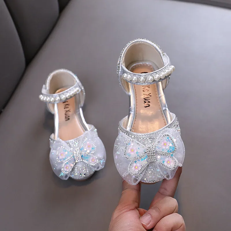 Girls Leather Flat Shoes for Kids Party Wedding