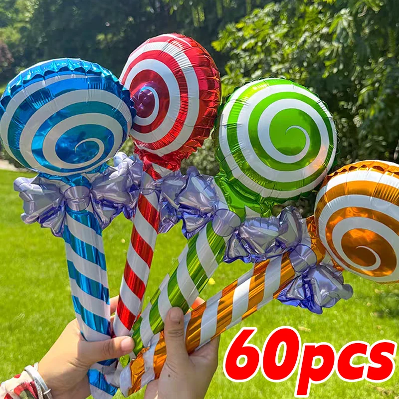 6/60 stücke Süße Farbe Lutscher Folien Ballons Handheld Süßigkeiten Thema Hochzeit Geburtstag Party Dekorationen Kinder der Tag Zubehör