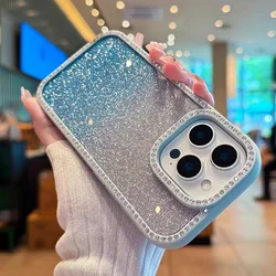 Double - Sided Diamond Gradient Color Dazzling Phone Cover - iPhone 14 (Blue)