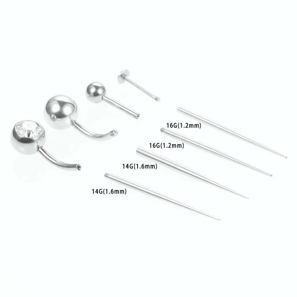 100pcs/Lot Surgical Steel 14/16/18G Insertion Pin Taper Easy For Piercing Earrings Jewelry Wear Easy Tool 14/16/18G Wholesale