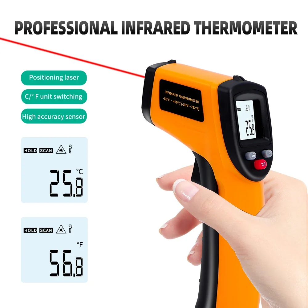 -50~380&deg;C Industrial Infrared Pyrometer Non Contact GM320 Infrared Thermometer Laser Temperature Meter Gun IR Laser Temp C/F Digital Thermometer Non Medical Thermometer