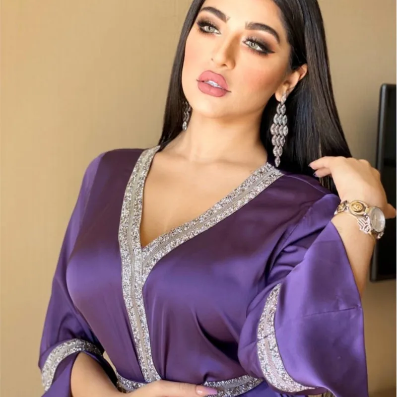 

Diamond Middle East Women's Clothing Belt Robe Turkish Long Muslim Wear