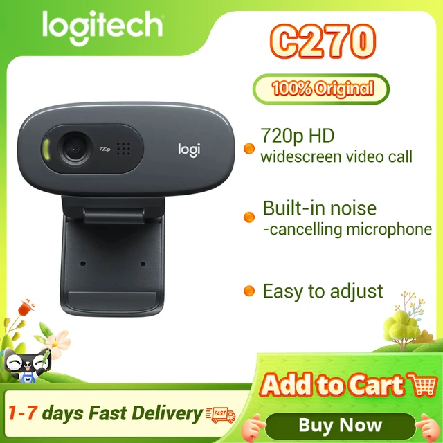 C270 HD Webcam, 720p Video with Noise Reducing Mic