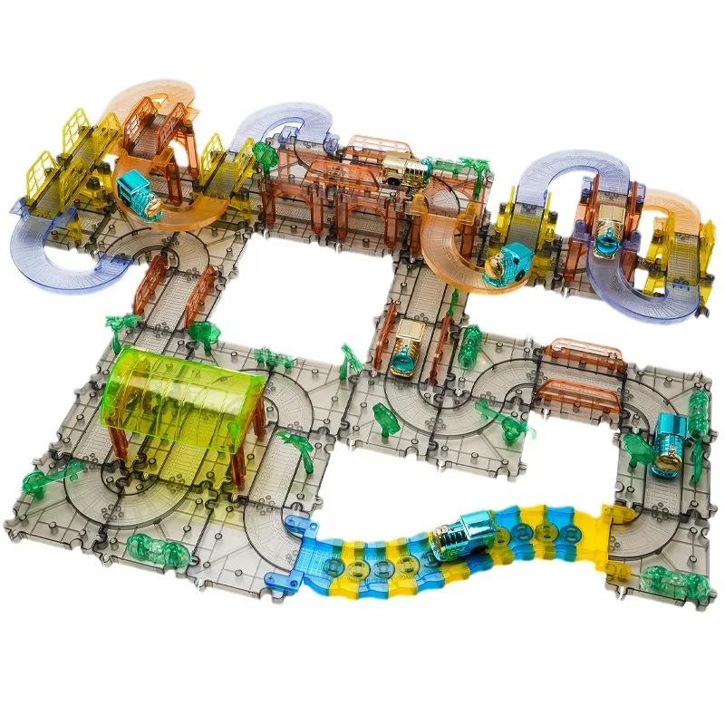 Electric Splicing Track Train Building Interconnect Blocks Toy for Boys Girls Puzzle Education Assembling Track Trains Kids Toy