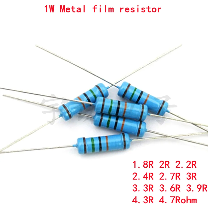 

20piece 1W Metal Film Resistor 1% New 1.8R 2R 2.2R 2.4R 2.7R 3R 3.3R 3.6R 3.9R 4.3R 4.7R Ohm Accurate High Good Quality Ohms DIP