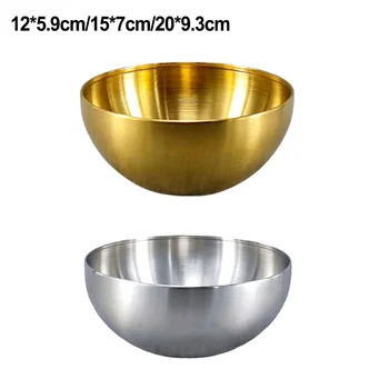 두꺼운 금속 라이스 시리얼 그릇, 304 스테인레스 스틸 그릇, 이중 벽 아이스크림 수프 그릇, 단열 혼합 그릇