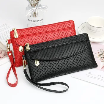 ⁦Women'S Clutch Bag Casual Mobile Phone Coin Purse Fashionable Pouch Trendy Female PULeather Wallet Purses Handbag Card Holder⁩ – תמונה ⁦1⁩