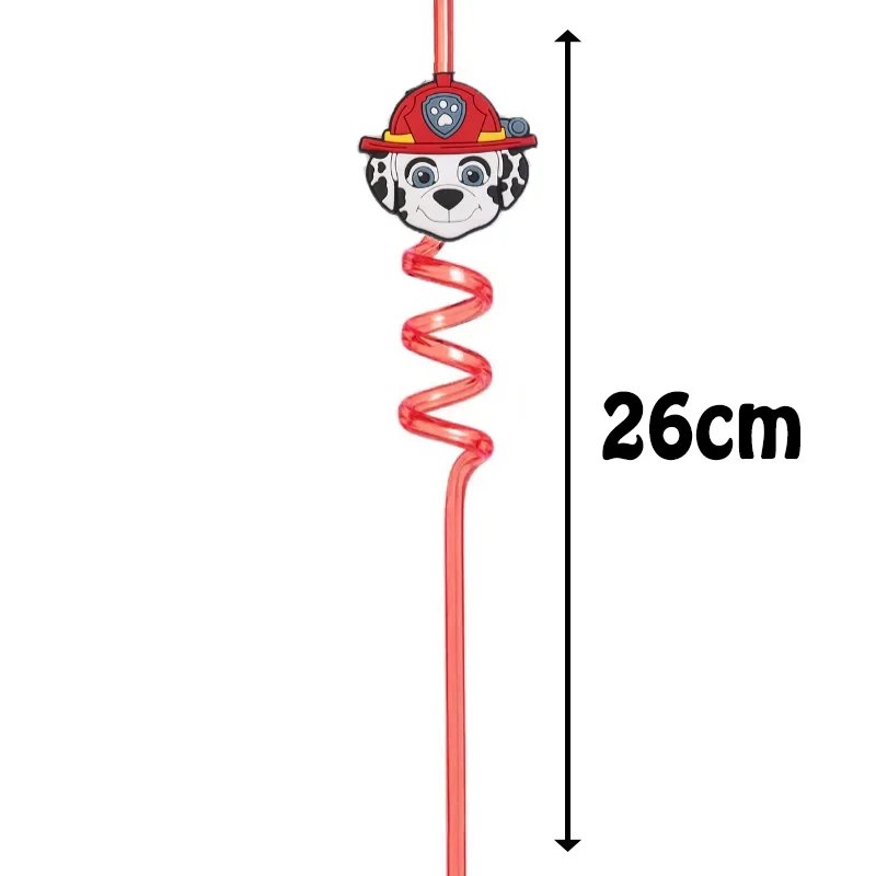 6Pcs Paw Patrol Straws Food Grade Spiral Pipette Kids Boys Girls Birthday Party Decoration Baby Shower Party Supplies Gifts