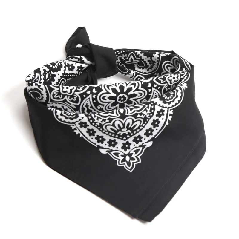 New High Quality Hip Hop 100% Cotton Bandana Square Scarf Black Paisley Riding Headband Printed Gifts for Women/Men/Boys/Girls