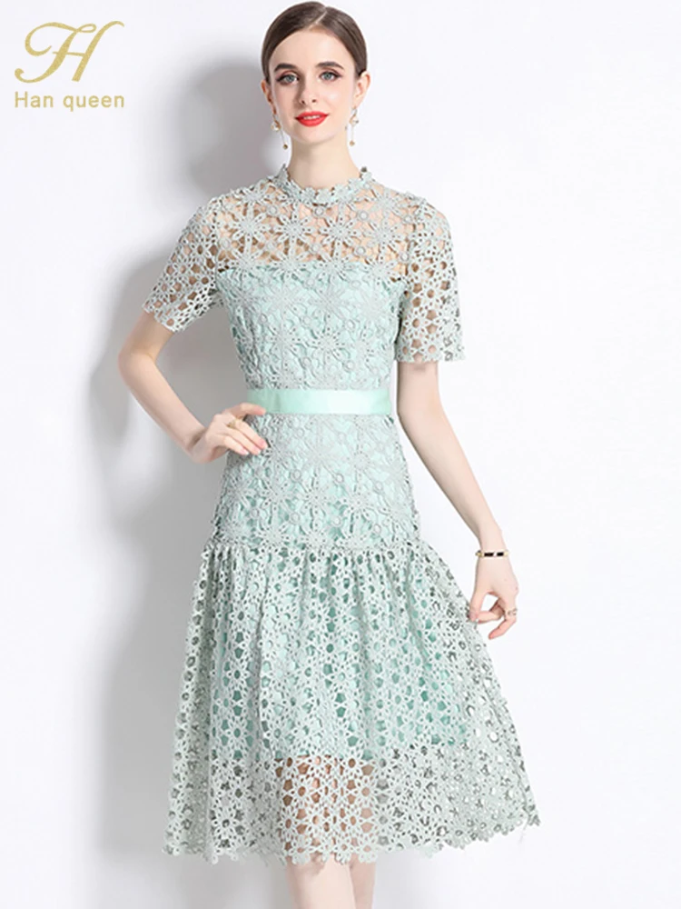 H-Han-Queen-Elegant-Fashion-Evening-Dresses-Women-Short-Sleeve-Summer ...