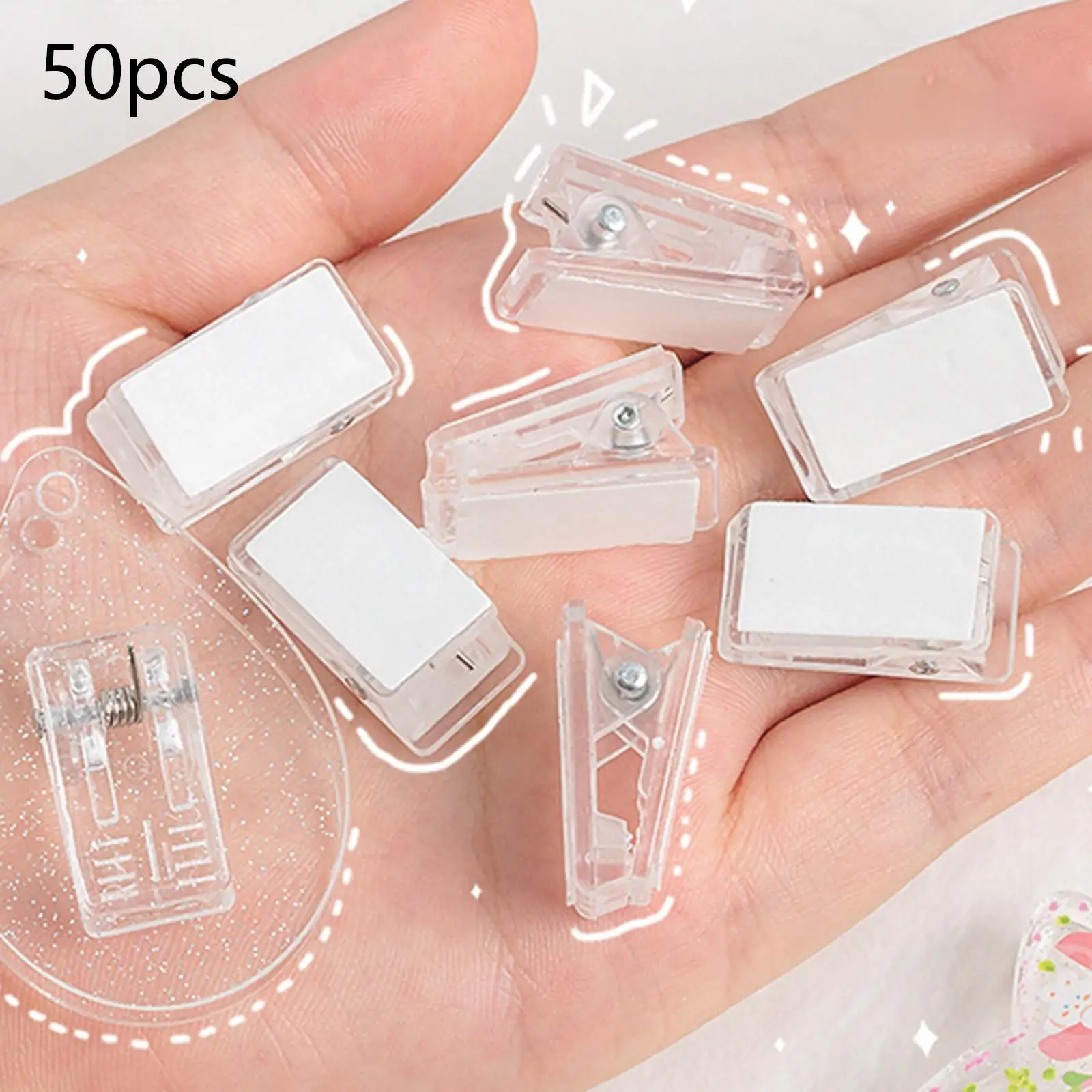 20 Pcs Self-adhesive Clip Clear Clips Badge Clamp Double Sided Name Cards  Grip Tape Wall Hanging Tapestry - AliExpress
